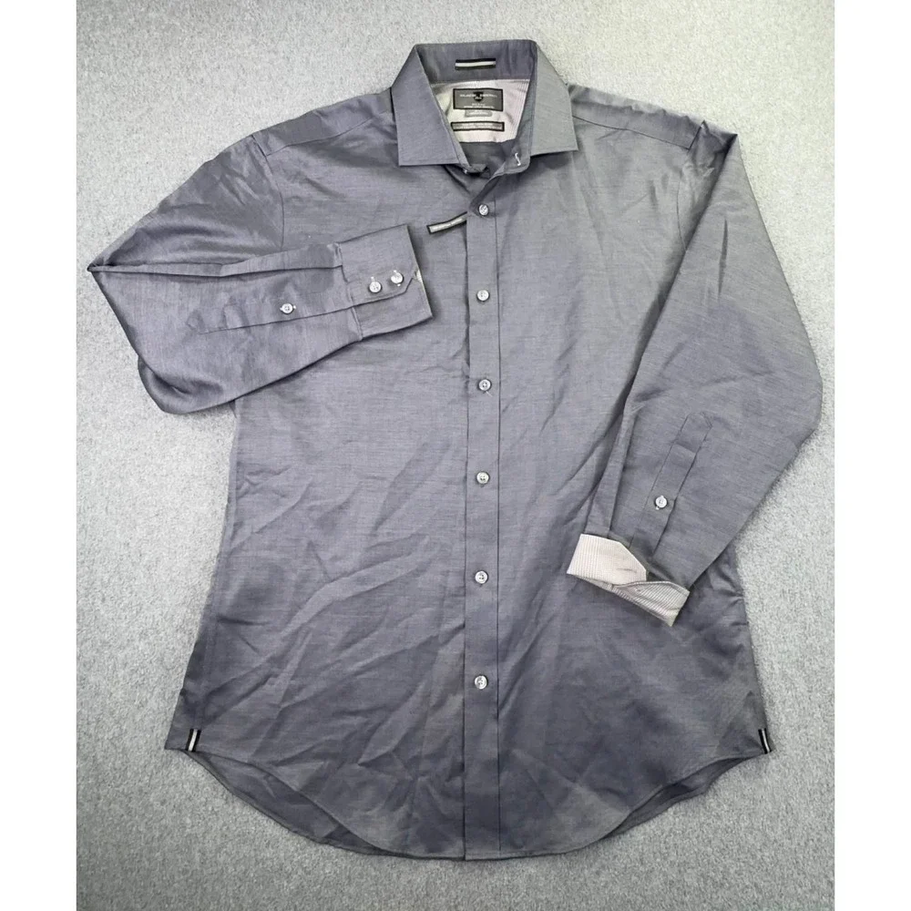 BLACK BROWN Dress Shirt Mens 16-32 Gray Egyptian Cotton Designer City‎ Office - Picture 2 of 9